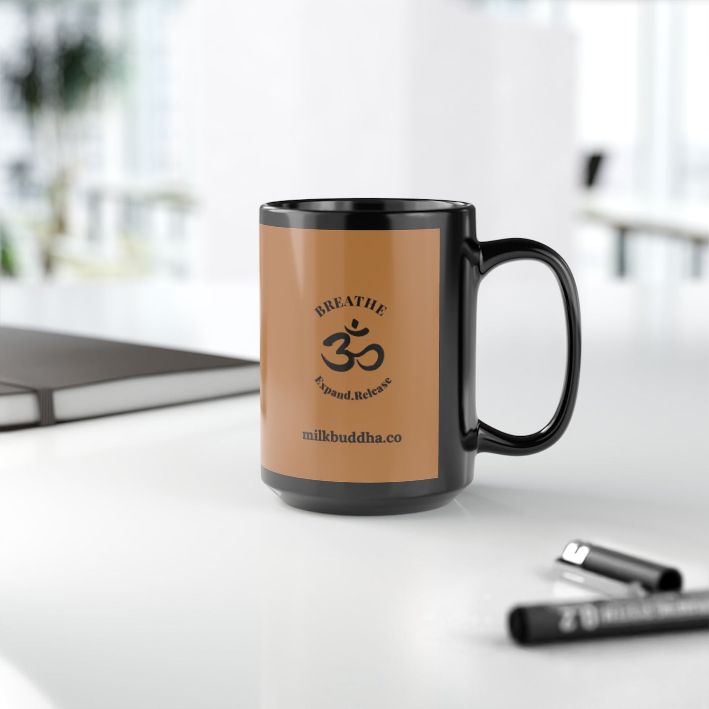 Spiritual Black Mug (11oz, 15oz) - Inspirational Om Design for Mindfulness and Meditation