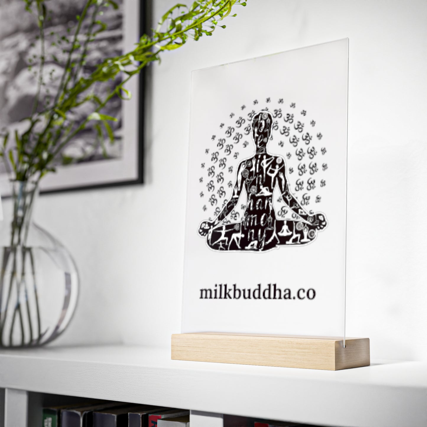 Meditation Acrylic Sign with Wooden Stand - Spiritual Decor for Mindfulness