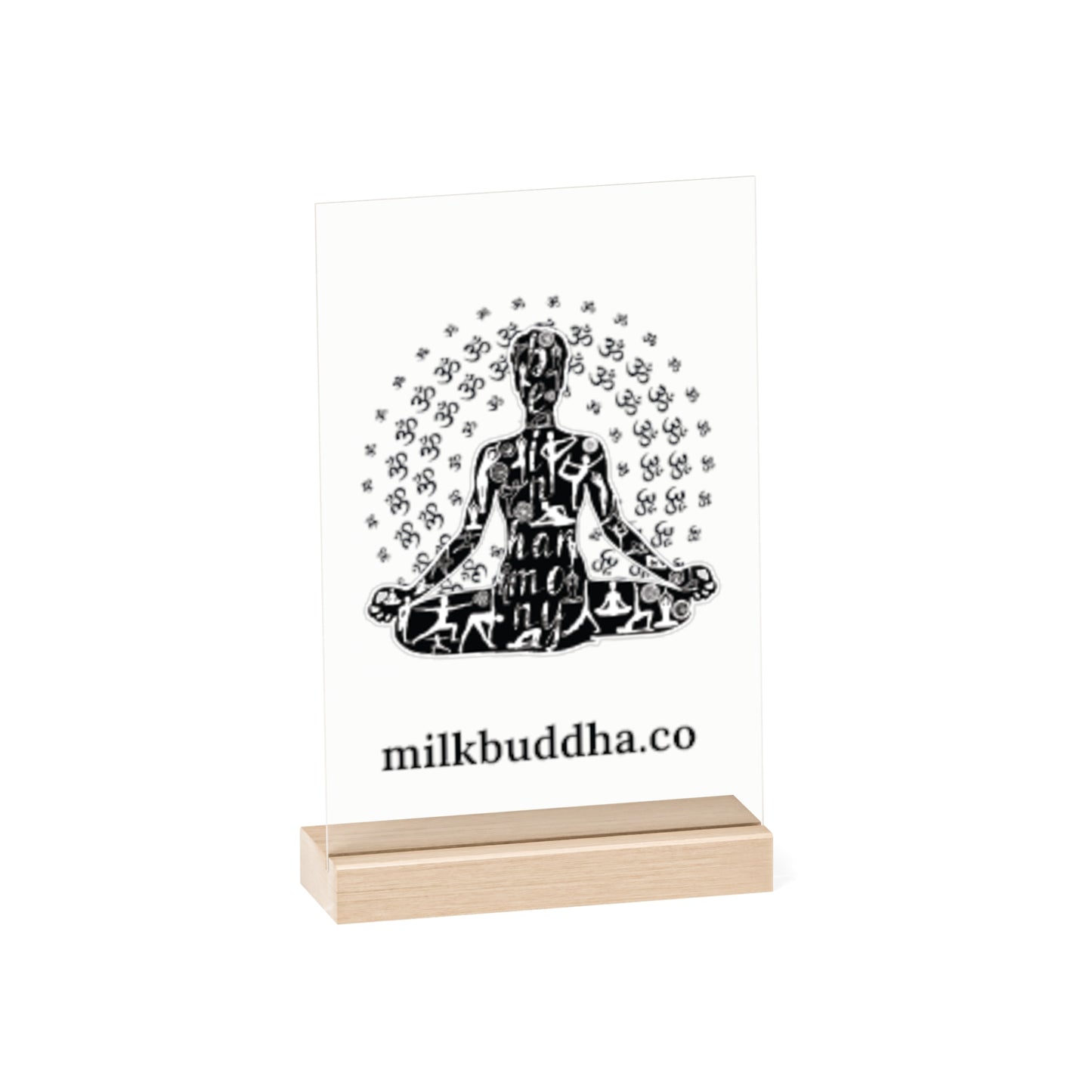 Meditation Acrylic Sign with Wooden Stand - Spiritual Decor for Mindfulness