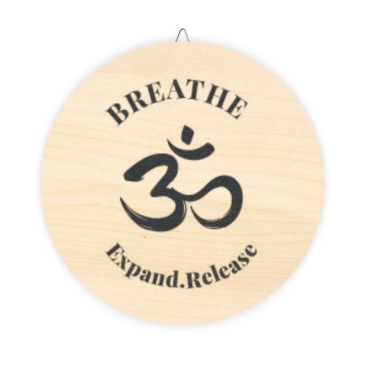 Inspirational Wood Sign - 'Breathe' with Om Symbol - Perfect for Meditation and Home Decor