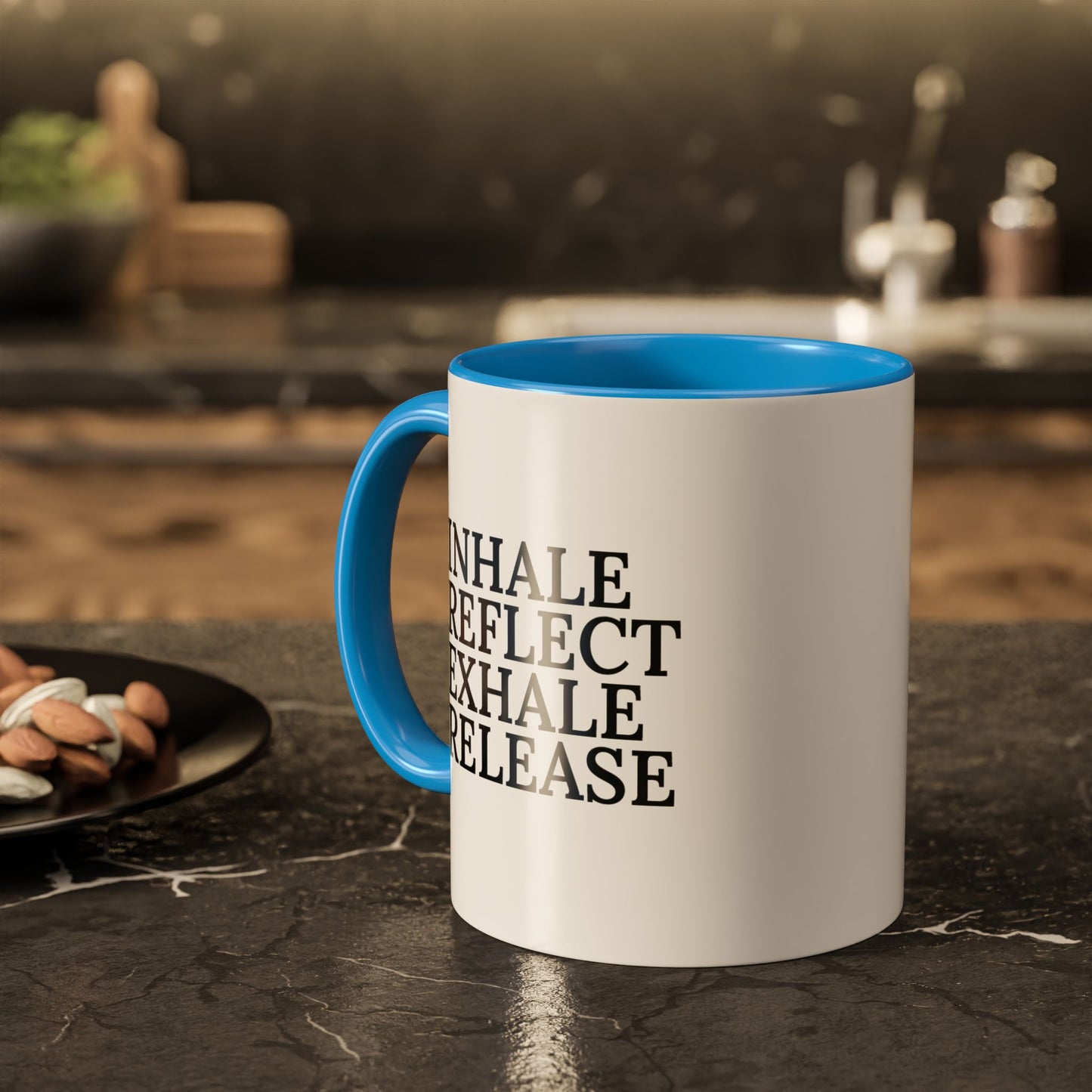 Motivational Inhale Reflect Exhale Release Mug - Colorful 11oz & 15oz Coffee Cup