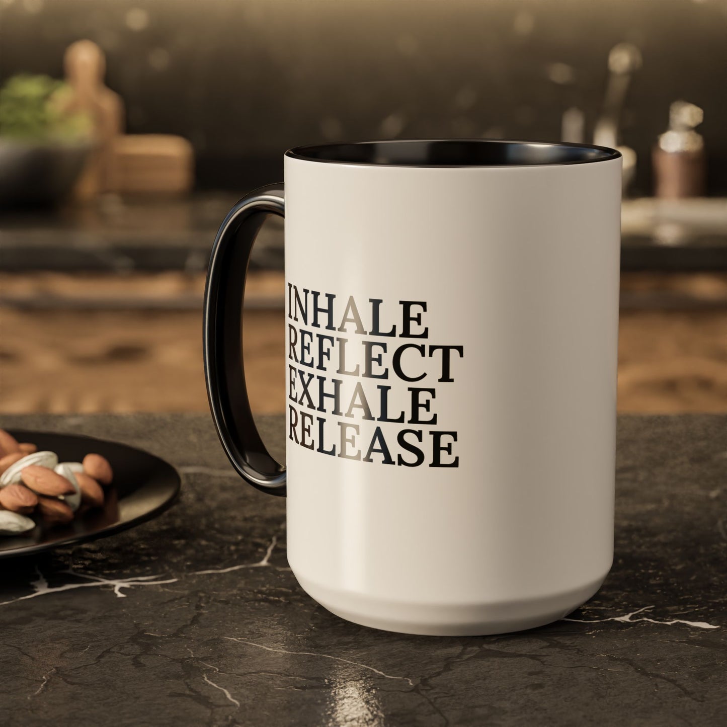 Motivational Inhale Reflect Exhale Release Mug - Colorful 11oz & 15oz Coffee Cup