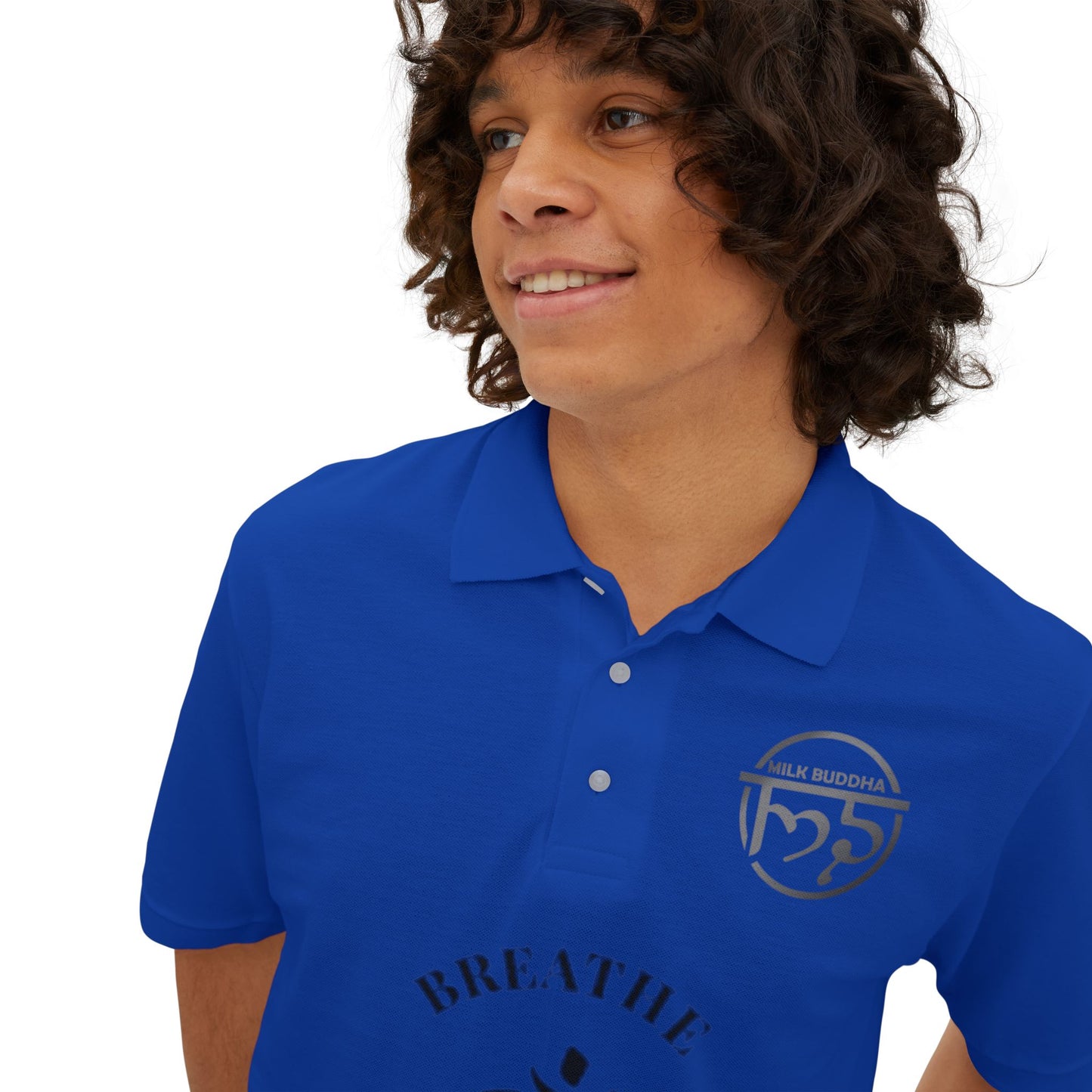 Mindful Breathe Men's Piqué Polo - Expand & Release Comfortable Casual Wear