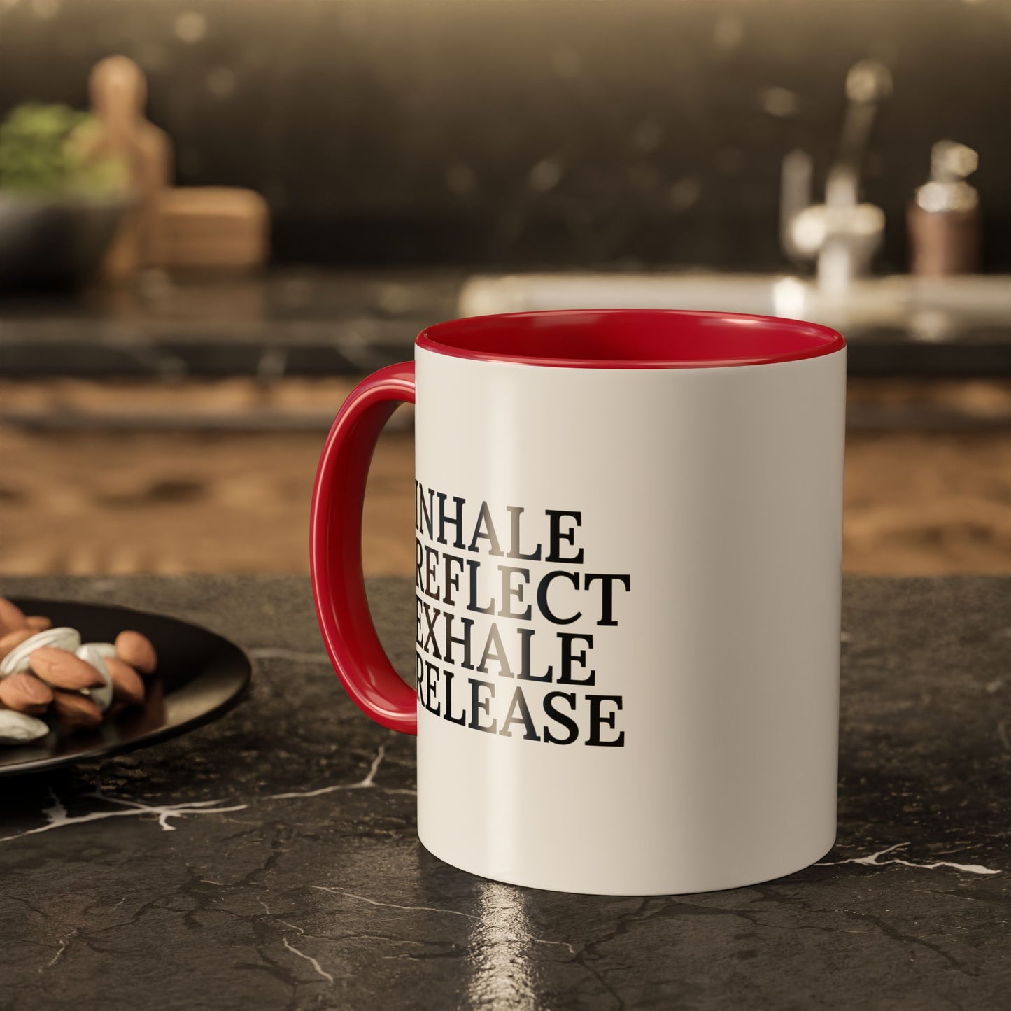 Motivational Inhale Reflect Exhale Release Mug - Colorful 11oz & 15oz Coffee Cup