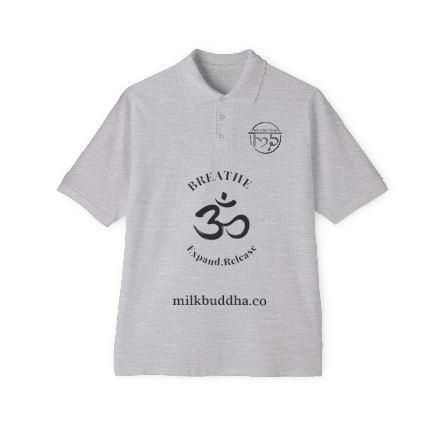 Mindful Breathe Men's Piqué Polo - Expand & Release Comfortable Casual Wear
