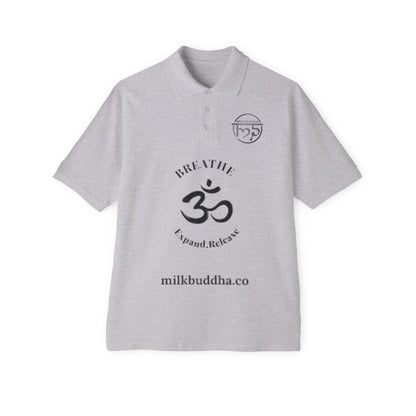 Mindful Breathe Men's Piqué Polo - Expand & Release Comfortable Casual Wear