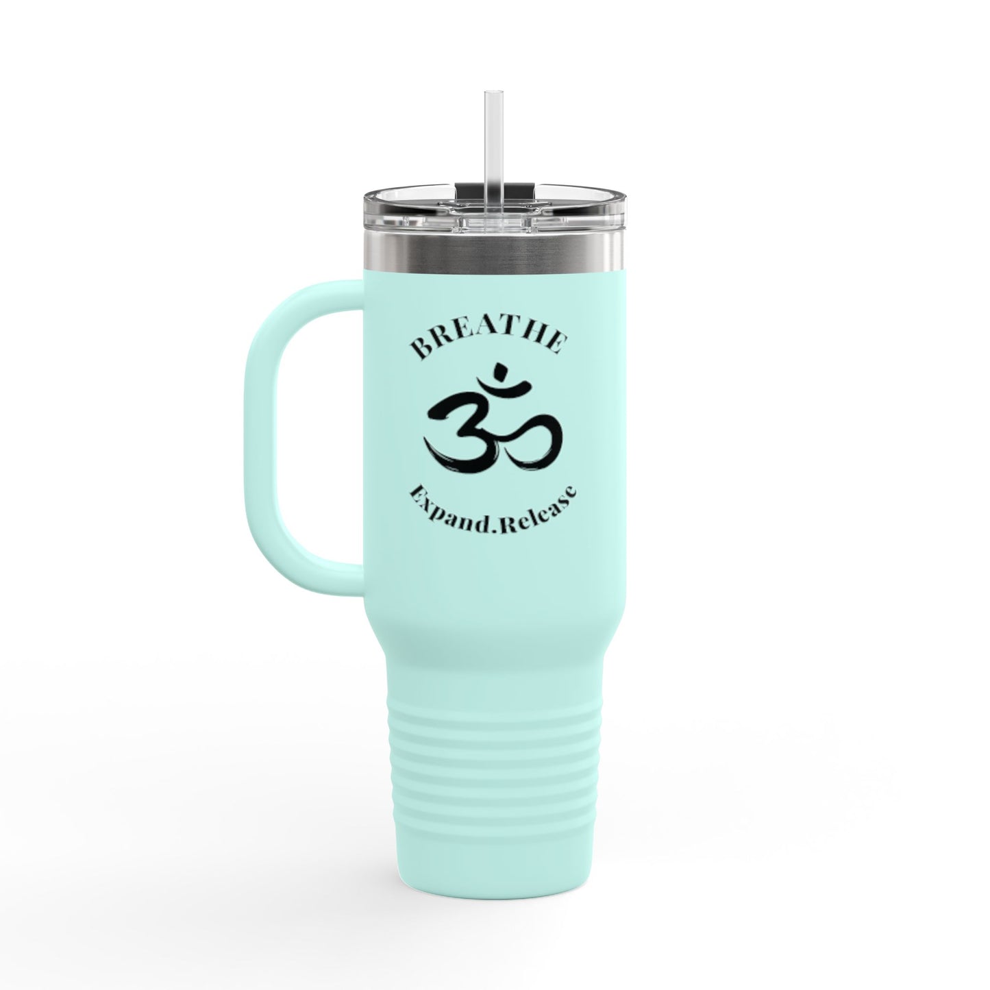 Inspirational Insulated Travel Mug - 40oz Breathe. Expand. Release.
