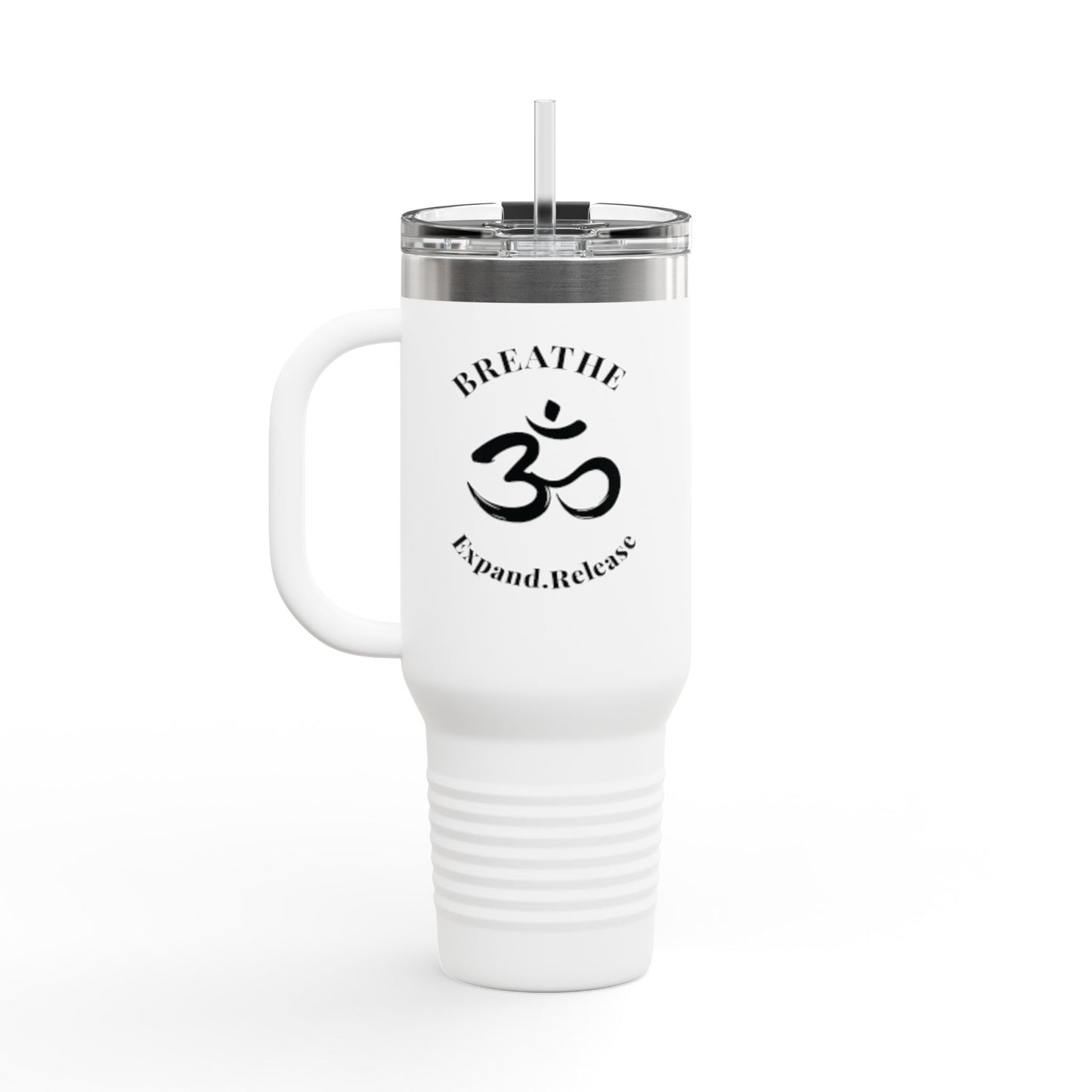 Inspirational Insulated Travel Mug - 40oz Breathe. Expand. Release.