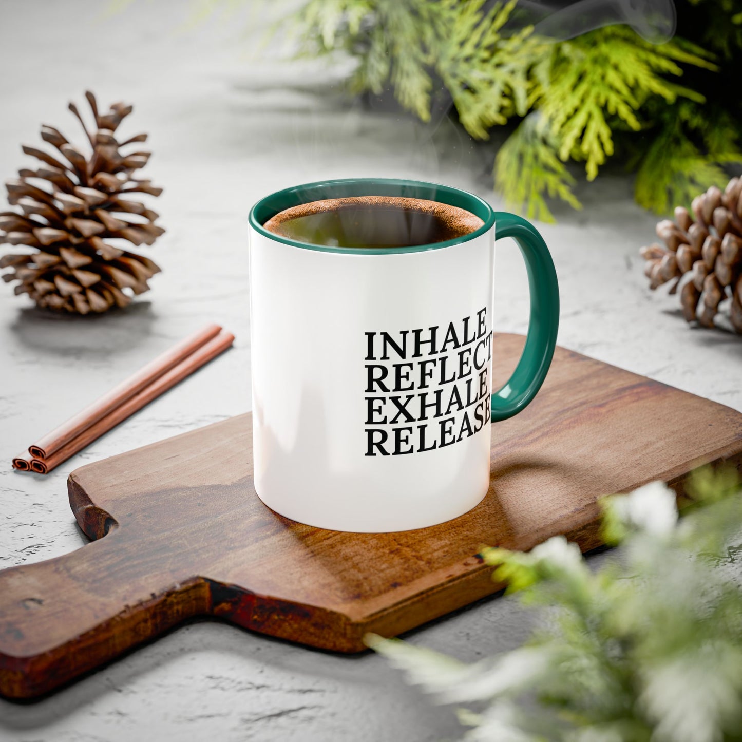 Motivational Inhale Reflect Exhale Release Mug - Colorful 11oz & 15oz Coffee Cup