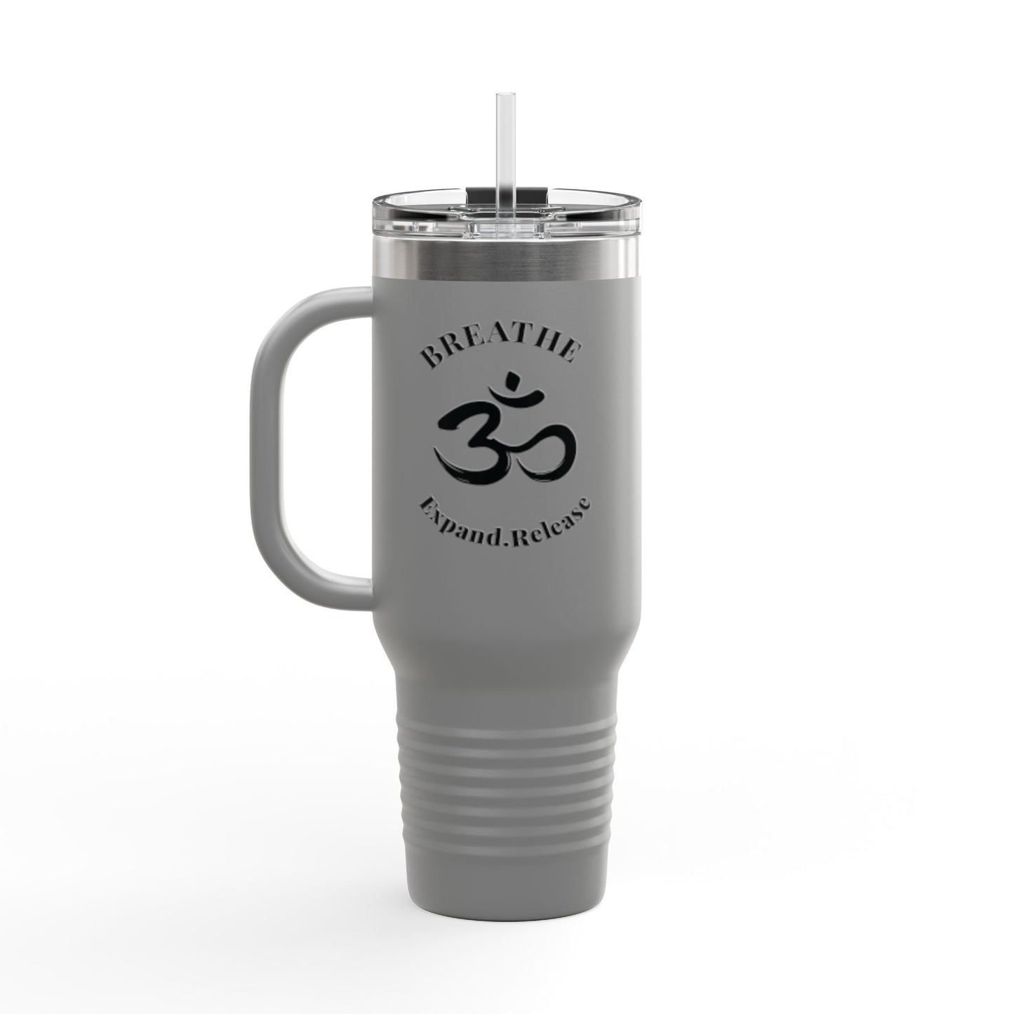 Inspirational Insulated Travel Mug - 40oz Breathe. Expand. Release.