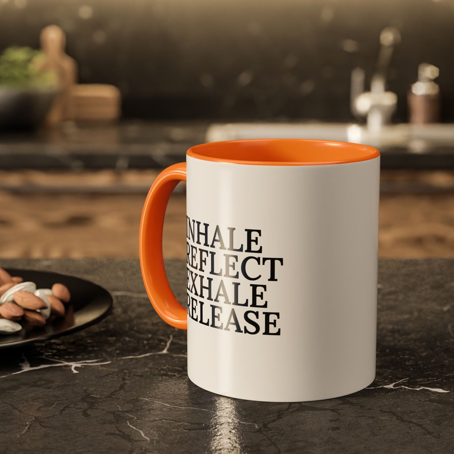 Motivational Inhale Reflect Exhale Release Mug - Colorful 11oz & 15oz Coffee Cup
