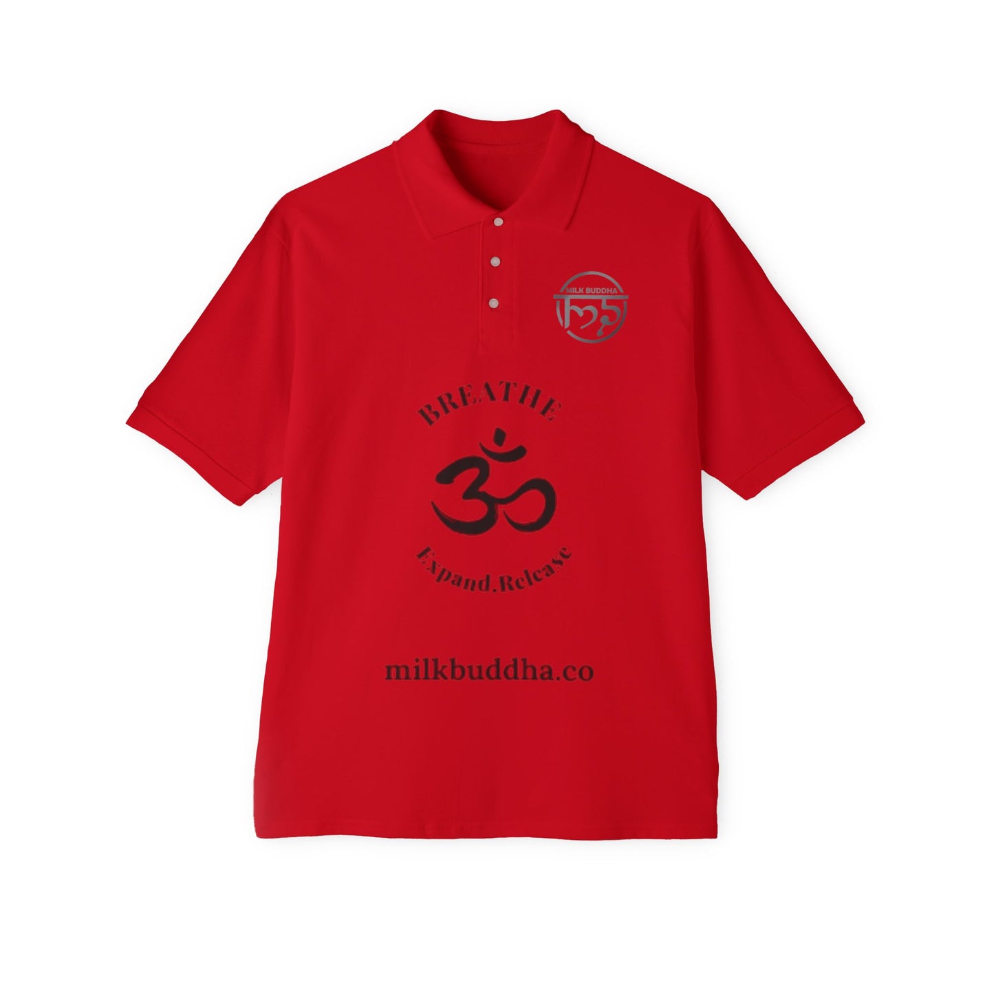 Mindful Breathe Men's Piqué Polo - Expand & Release Comfortable Casual Wear
