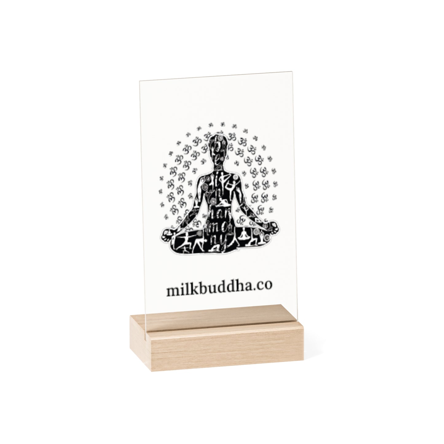Meditation Acrylic Sign with Wooden Stand - Spiritual Decor for Mindfulness