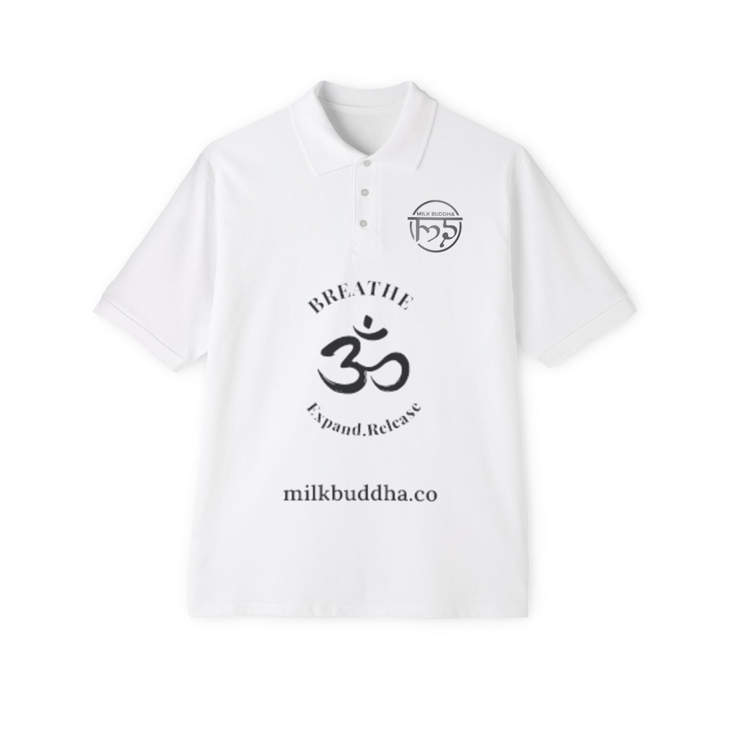 Mindful Breathe Men's Piqué Polo - Expand & Release Comfortable Casual Wear