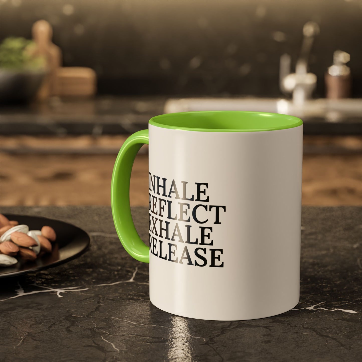 Motivational Inhale Reflect Exhale Release Mug - Colorful 11oz & 15oz Coffee Cup