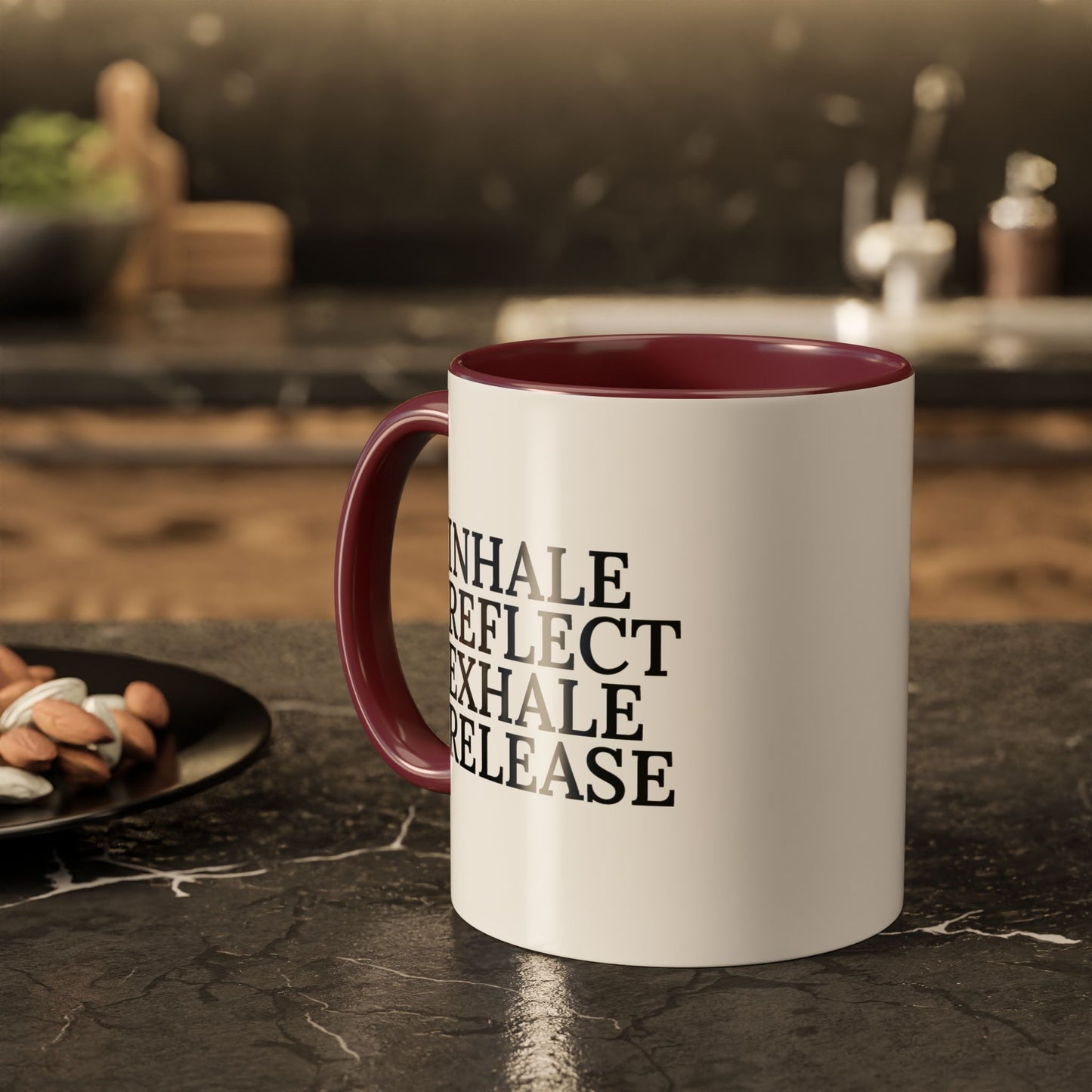 Motivational Inhale Reflect Exhale Release Mug - Colorful 11oz & 15oz Coffee Cup