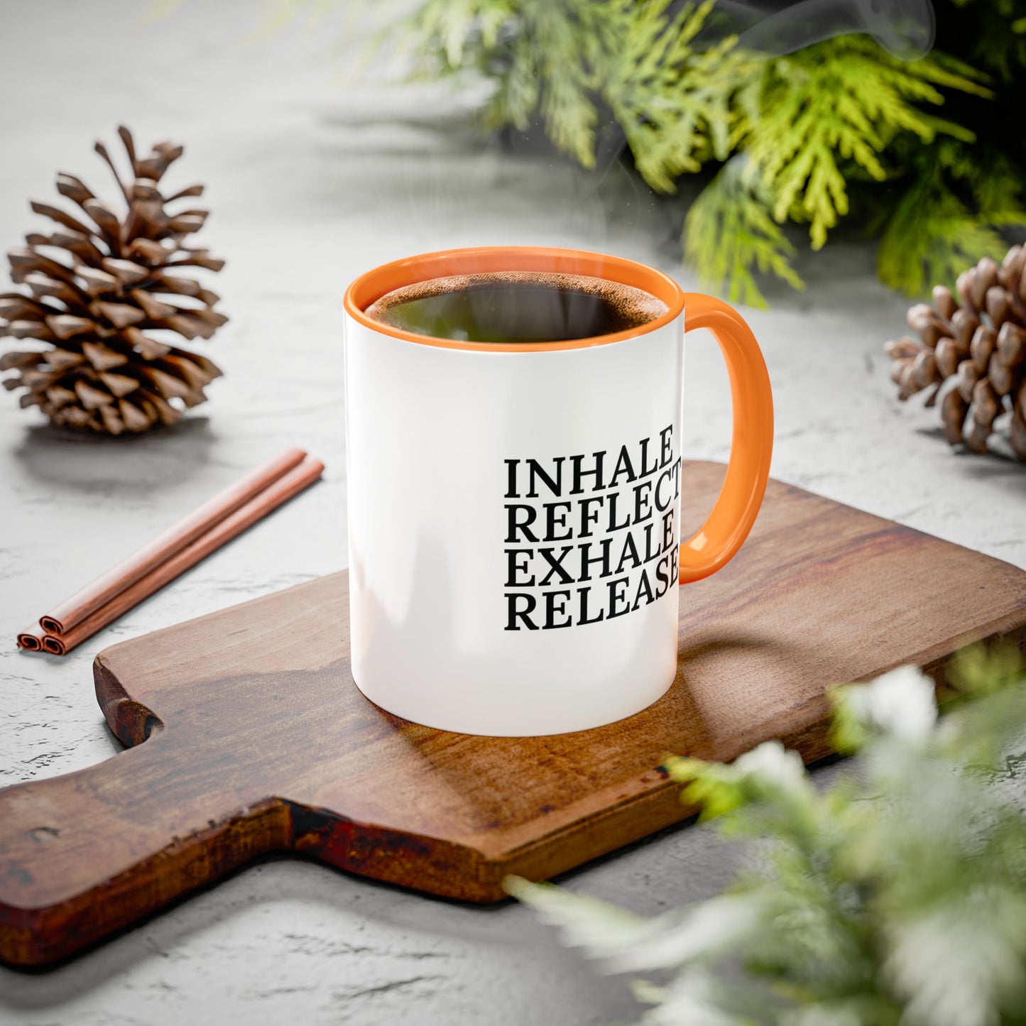 Motivational Inhale Reflect Exhale Release Mug - Colorful 11oz & 15oz Coffee Cup