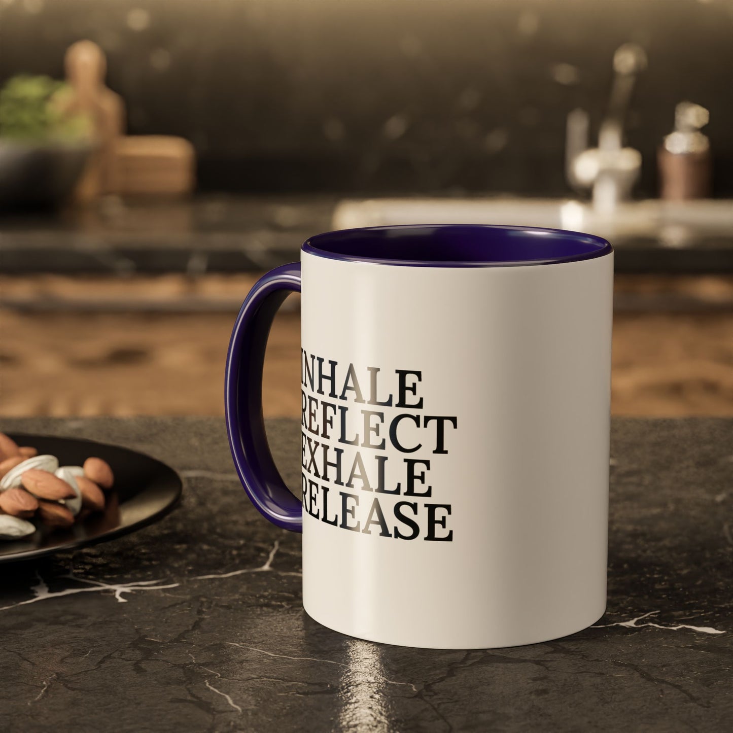 Motivational Inhale Reflect Exhale Release Mug - Colorful 11oz & 15oz Coffee Cup