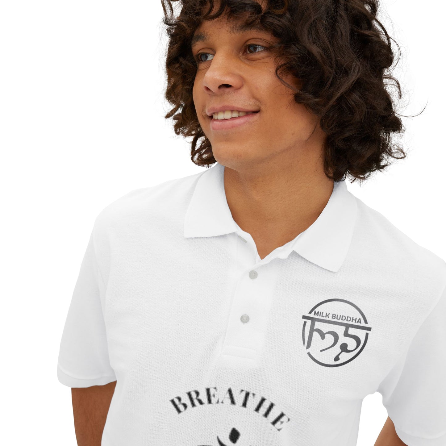 Mindful Breathe Men's Piqué Polo - Expand & Release Comfortable Casual Wear