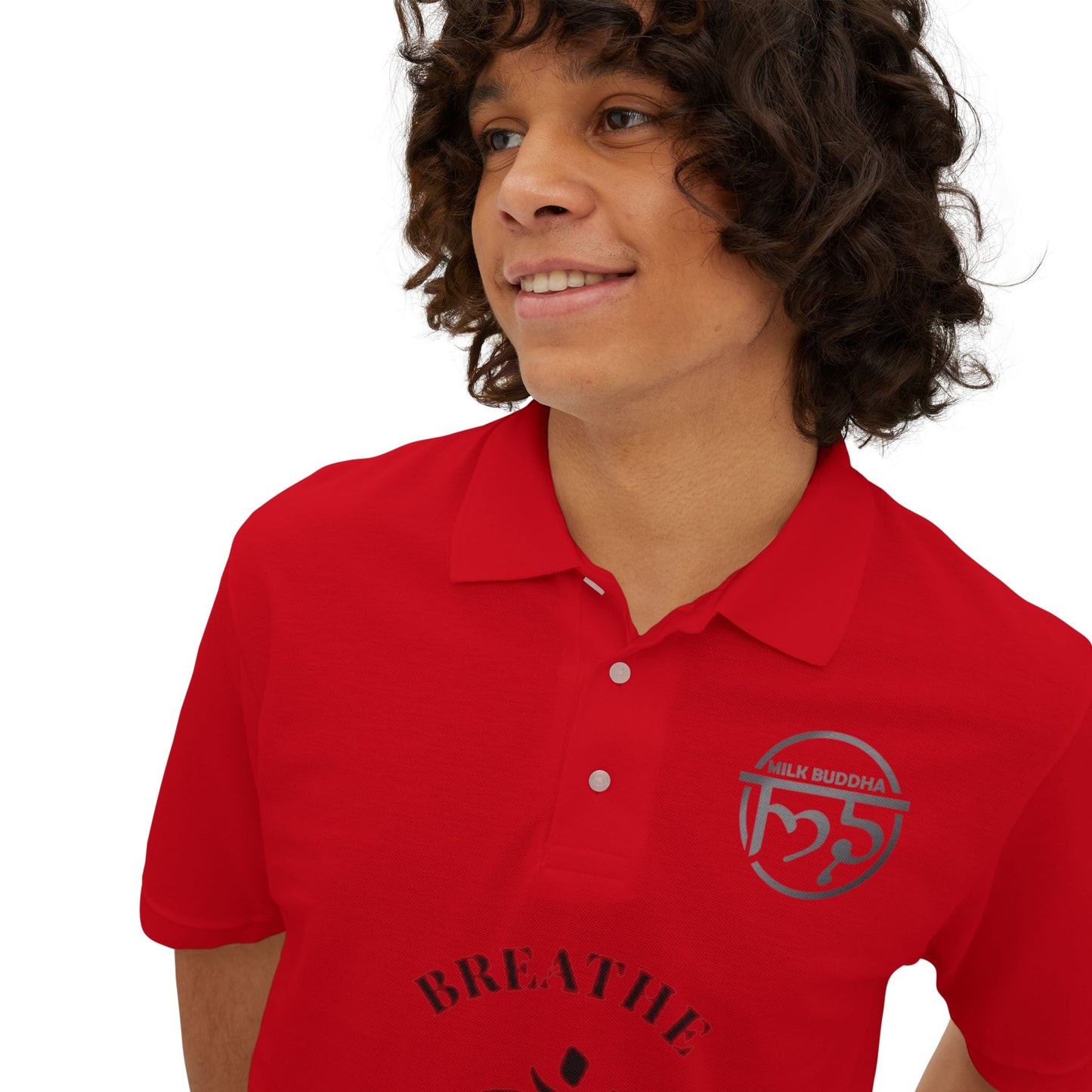 Mindful Breathe Men's Piqué Polo - Expand & Release Comfortable Casual Wear