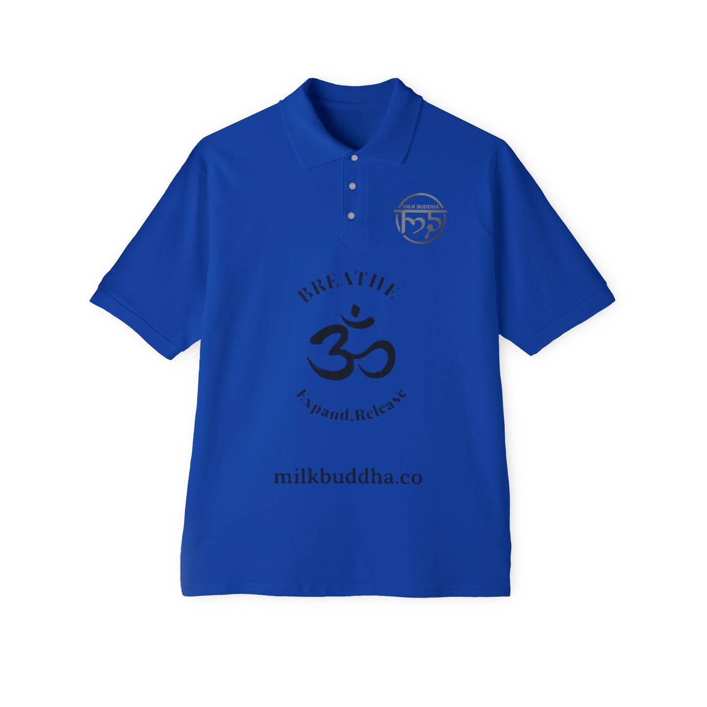 Mindful Breathe Men's Piqué Polo - Expand & Release Comfortable Casual Wear
