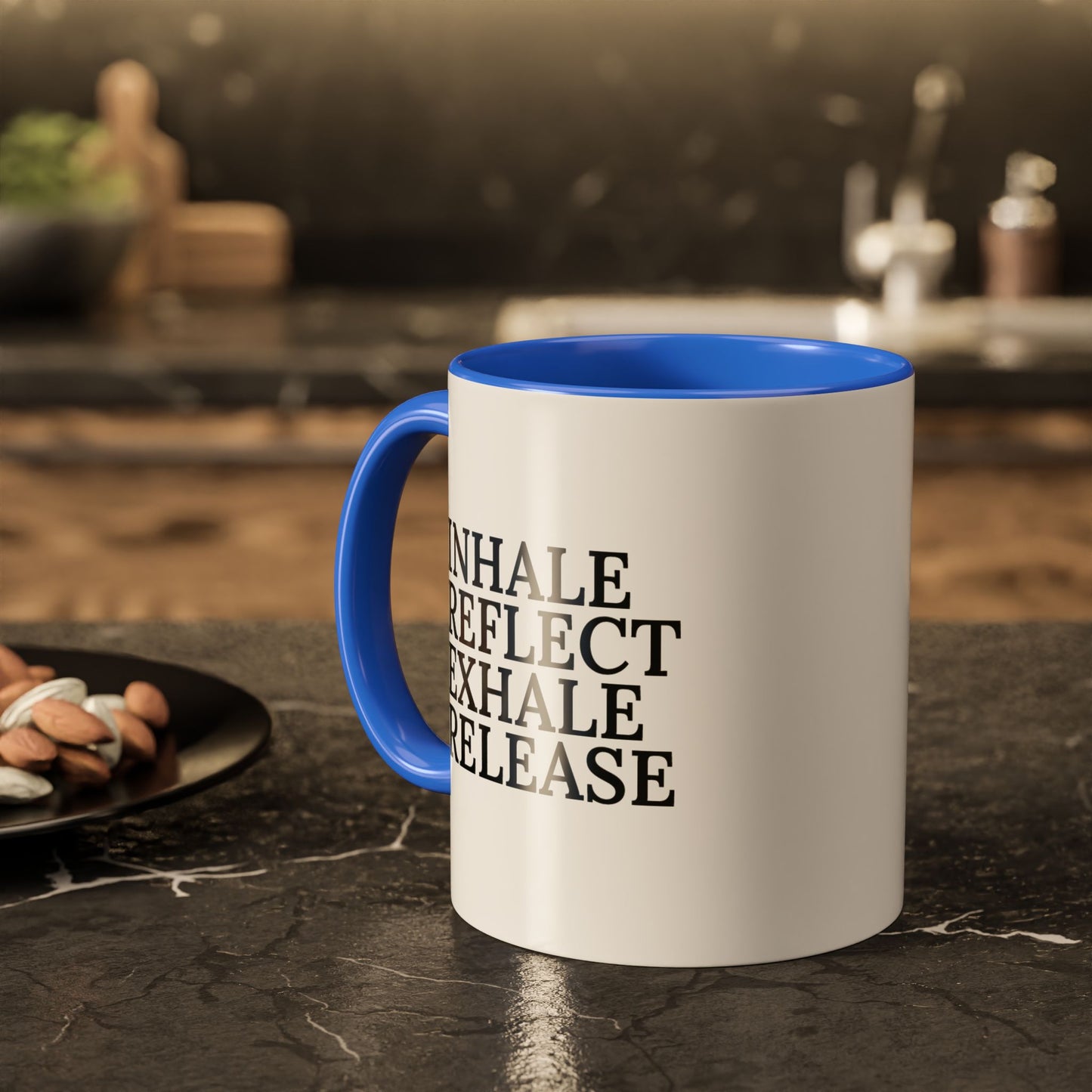 Motivational Inhale Reflect Exhale Release Mug - Colorful 11oz & 15oz Coffee Cup