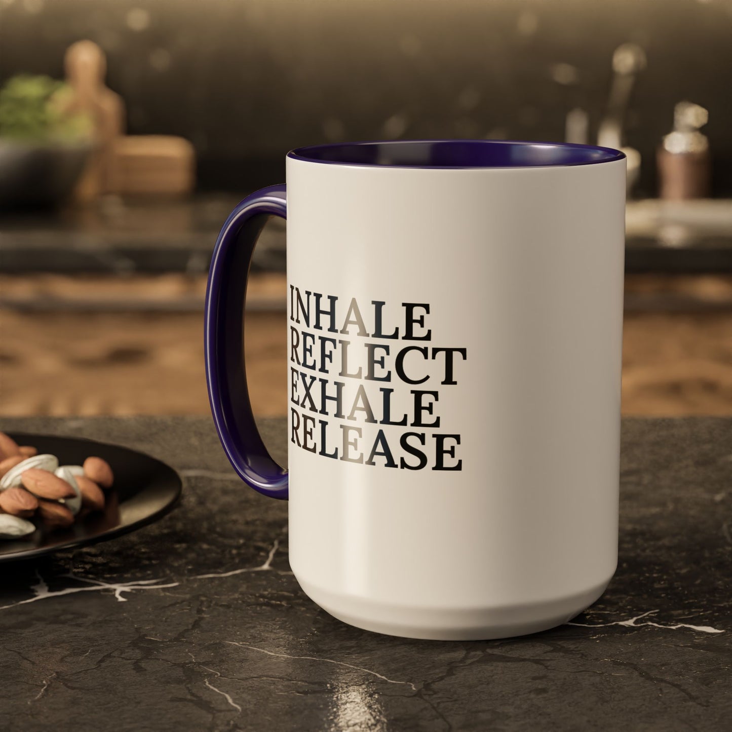 Motivational Inhale Reflect Exhale Release Mug - Colorful 11oz & 15oz Coffee Cup