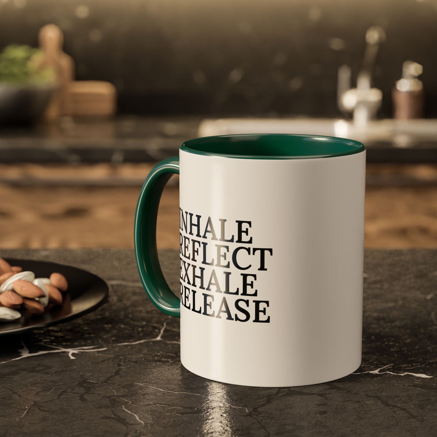 Motivational Inhale Reflect Exhale Release Mug - Colorful 11oz & 15oz Coffee Cup