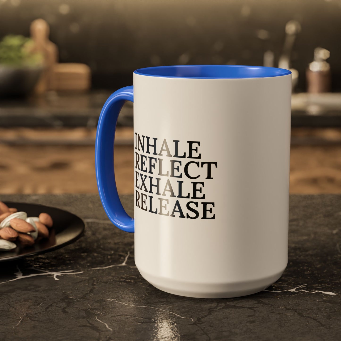 Motivational Inhale Reflect Exhale Release Mug - Colorful 11oz & 15oz Coffee Cup