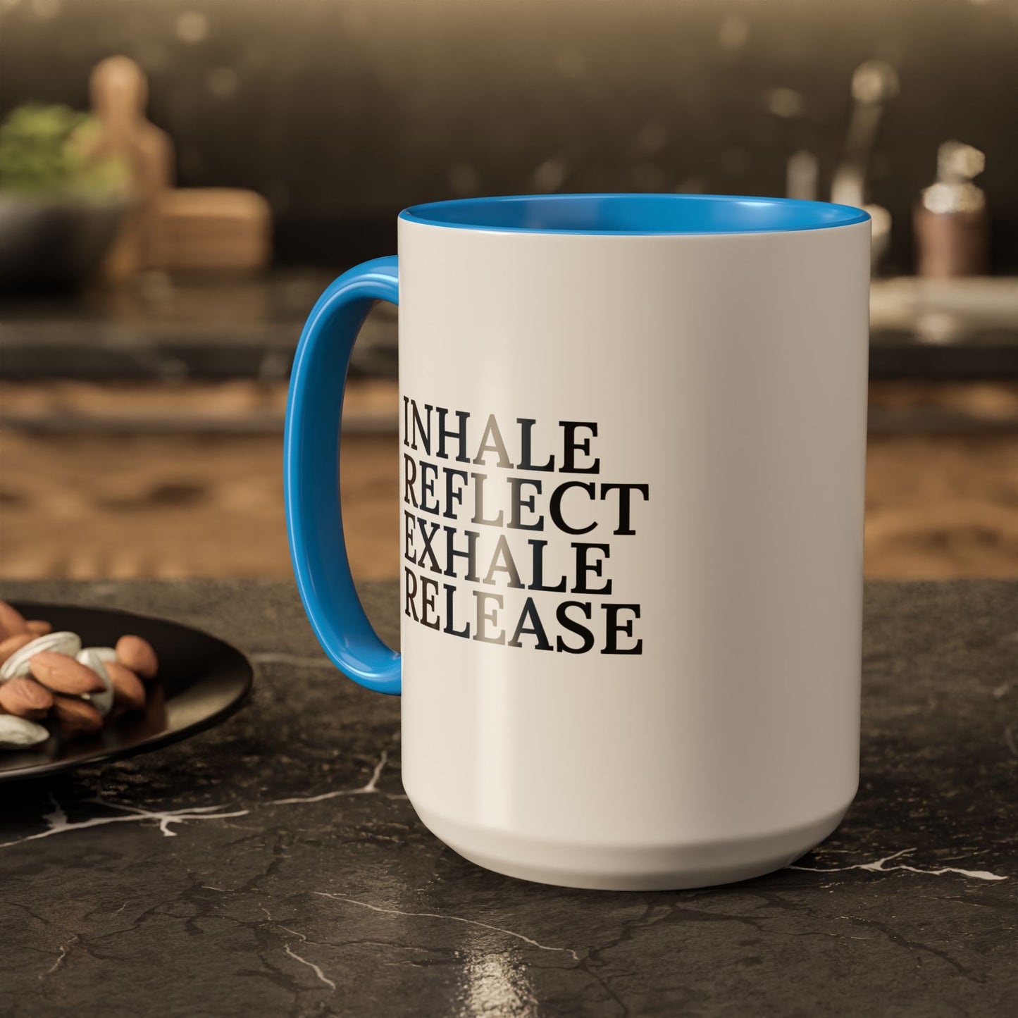 Motivational Inhale Reflect Exhale Release Mug - Colorful 11oz & 15oz Coffee Cup