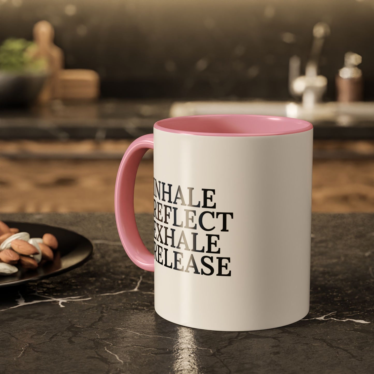 Motivational Inhale Reflect Exhale Release Mug - Colorful 11oz & 15oz Coffee Cup