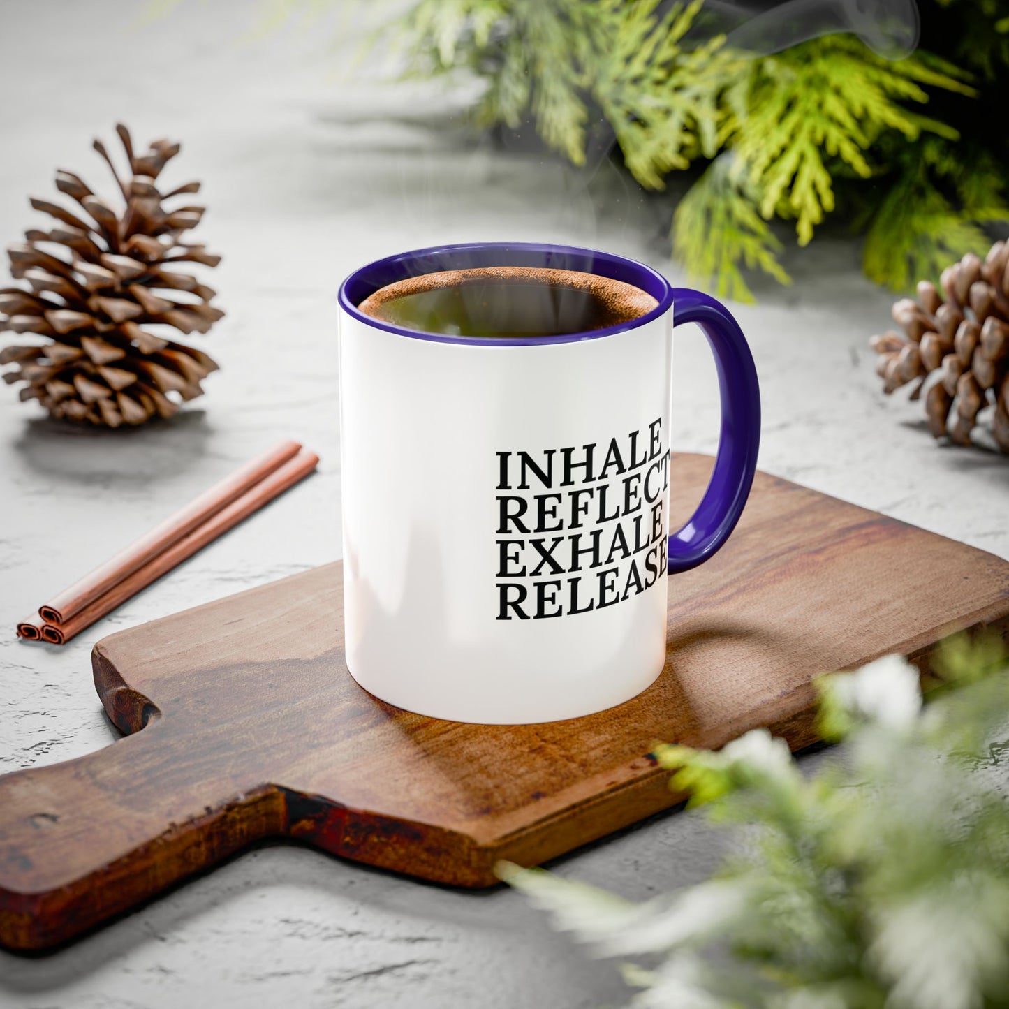 Motivational Inhale Reflect Exhale Release Mug - Colorful 11oz & 15oz Coffee Cup