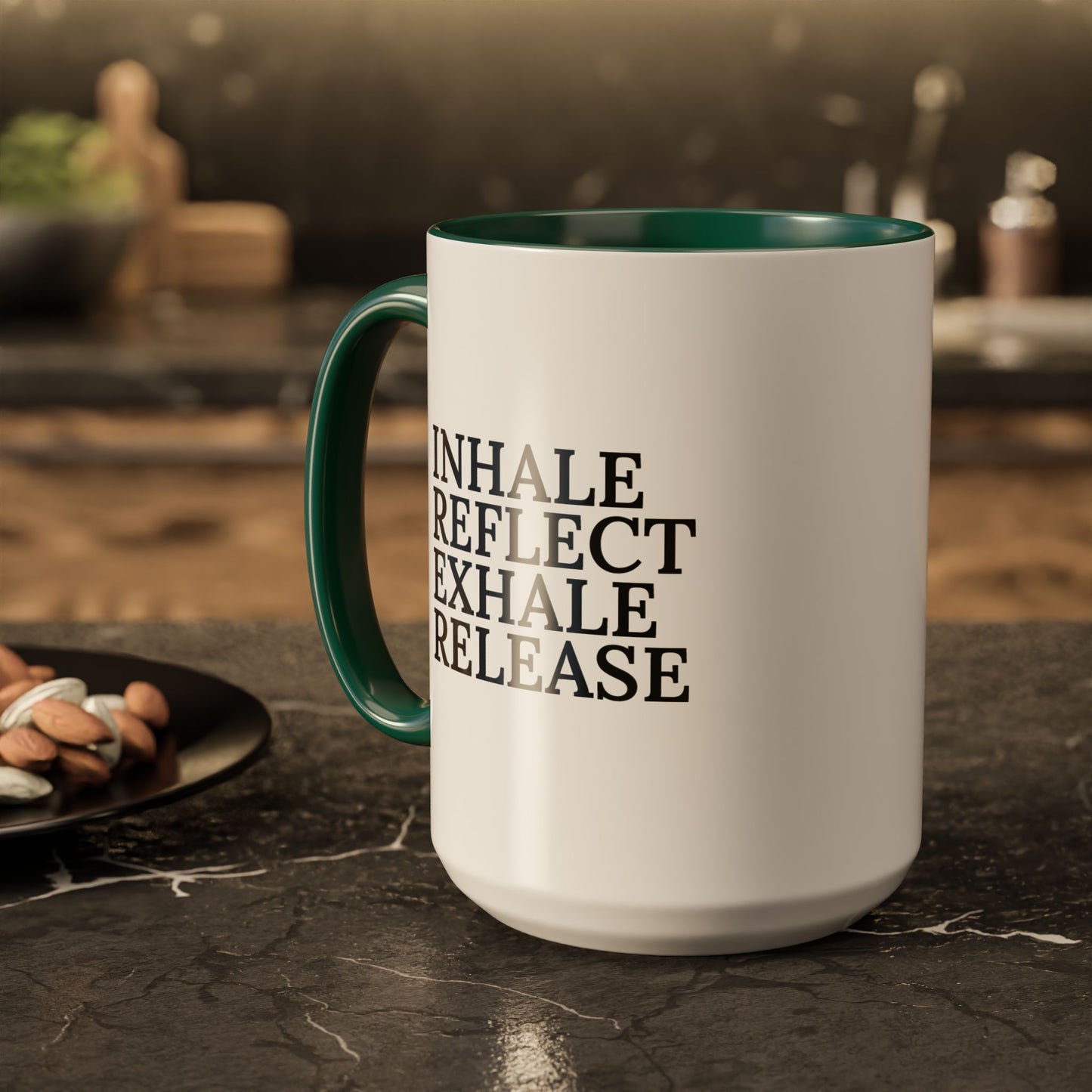 Motivational Inhale Reflect Exhale Release Mug - Colorful 11oz & 15oz Coffee Cup