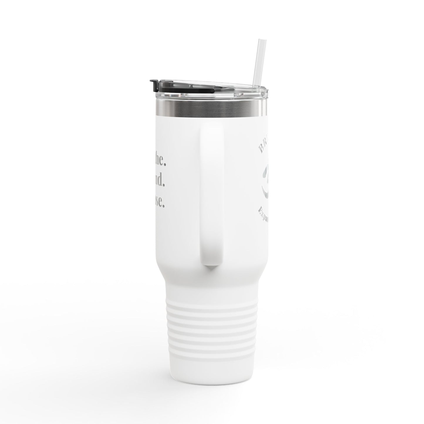 Inspirational Insulated Travel Mug - 40oz Breathe. Expand. Release.